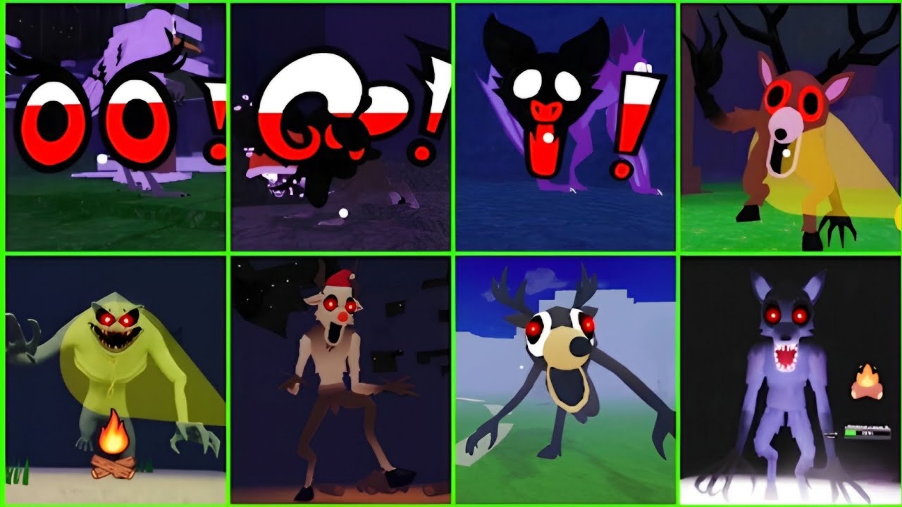 Owl Vs Ram Vs Bat Deer & More Different Monsters Jumpscrare In - 99 Nights In The Forest 