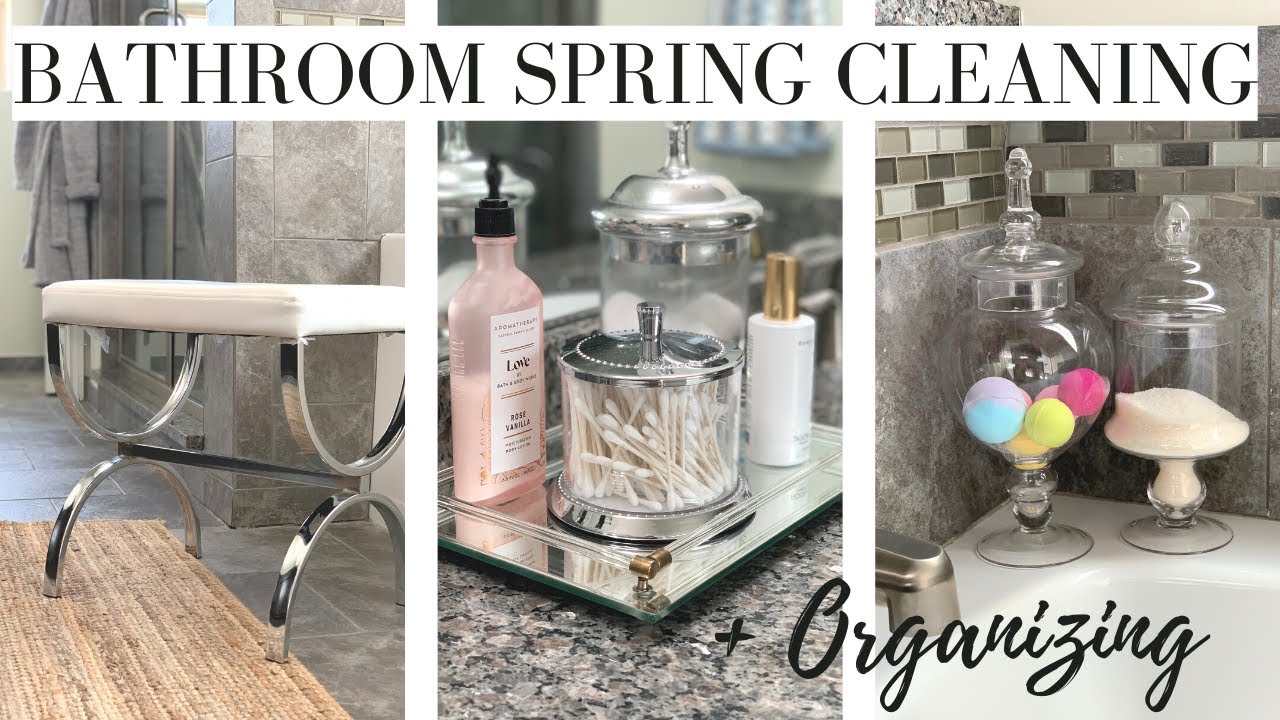 BATHROOM SPRING CLEANING | SPRING CLEAN AND ORGANIZE WITH ME | CLEANING MOTIVATION