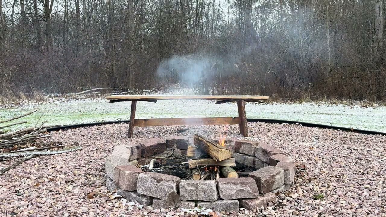 Cozy Campfire REAL FIRE NOT AI! - Ambiance - Winter fire crackling 