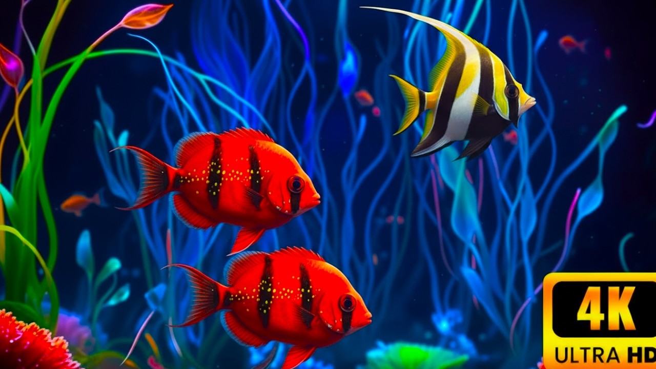 24 Hours Ocean Fish 4K 🐟 Soothing Coral Reef & Calm Music