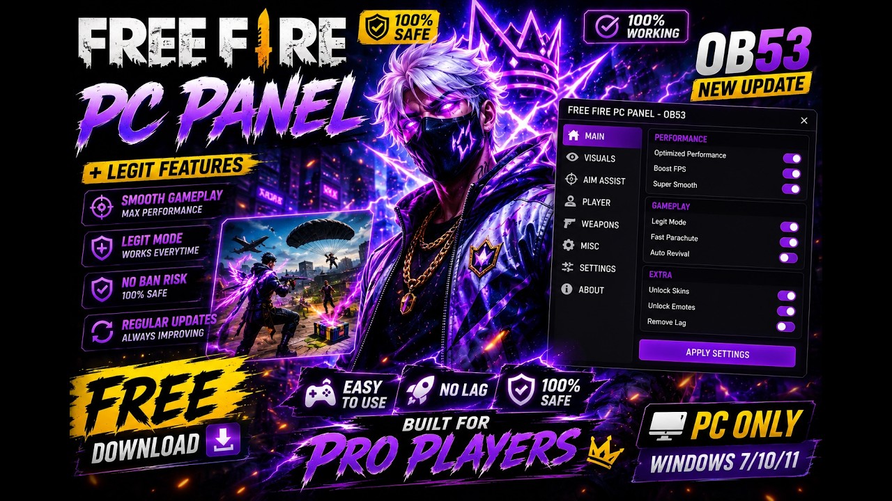[FREE]OB53 PANEL PC \ FREE FIRE PC PANEL OB53 + LEGIT AIM 100% Safe