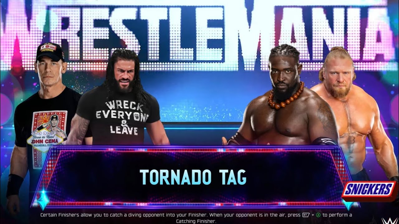 Full Match - Roman & Cena vs Oba Femi & Brock: Tornado Tag Match at Wrestlemania 41 | WWE 2k25 