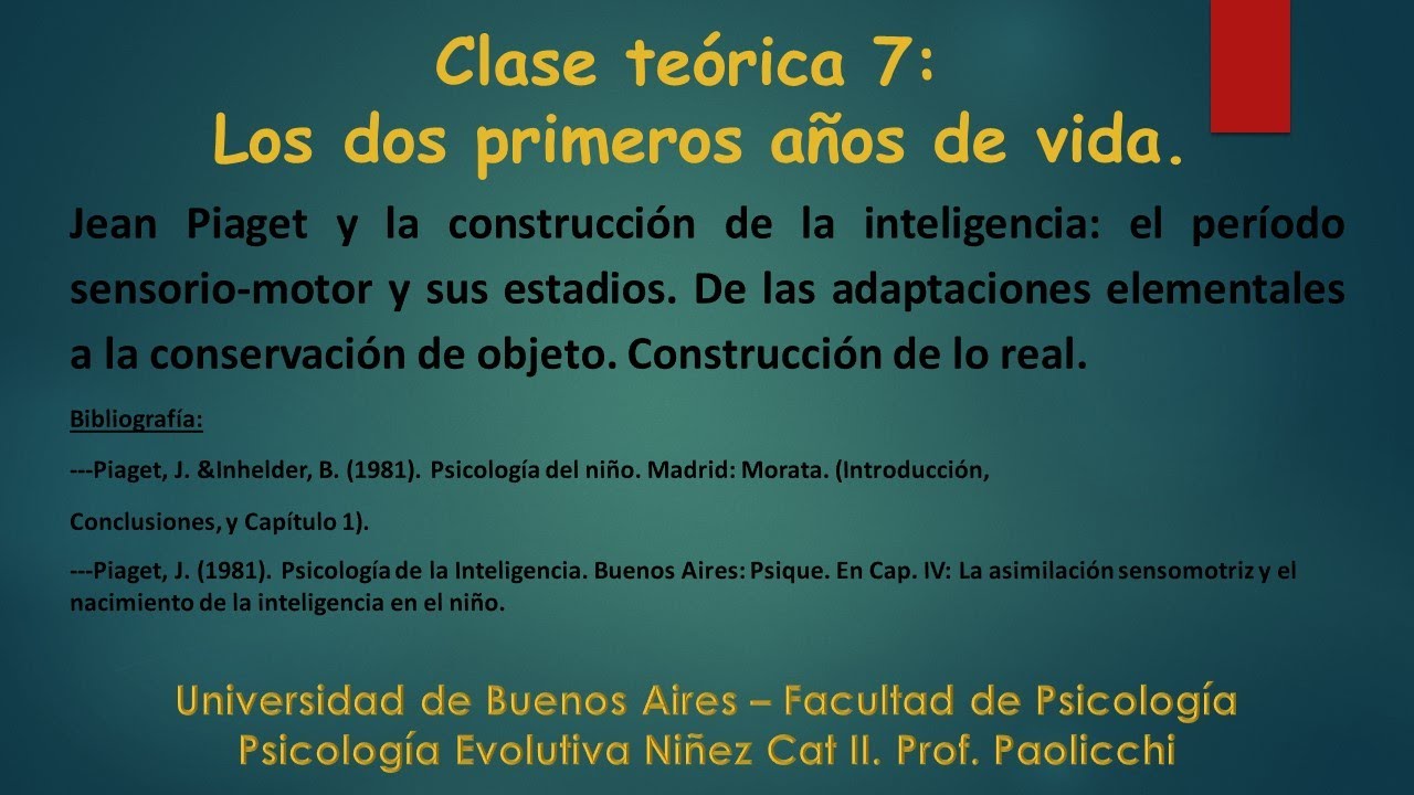 Clase teórica 7: El periodo sensoriomotor de Jean Piaget. Prof. Colombres.