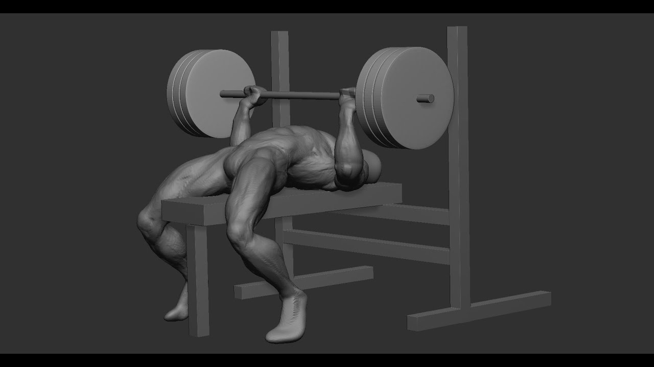 Bench press sculpting timelapse in ZBrush