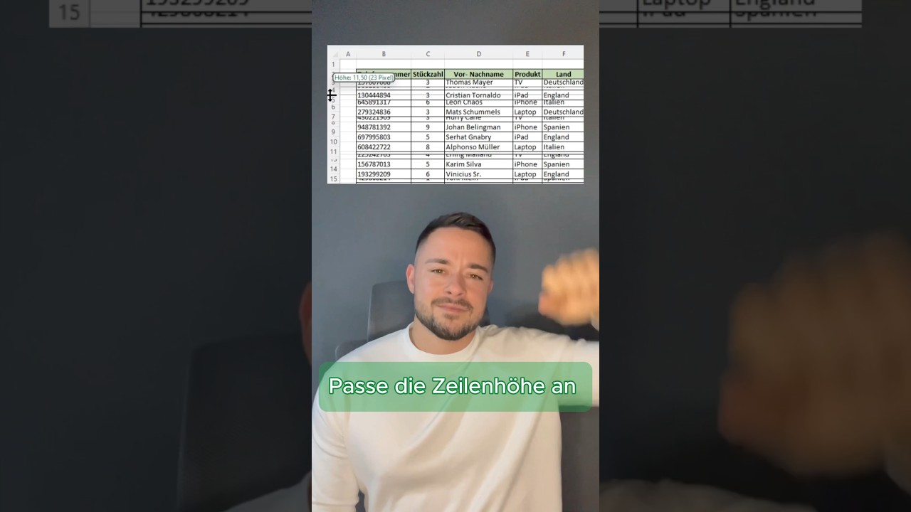 Zeilenhöhe anpassen in wenigen Sekunden. 