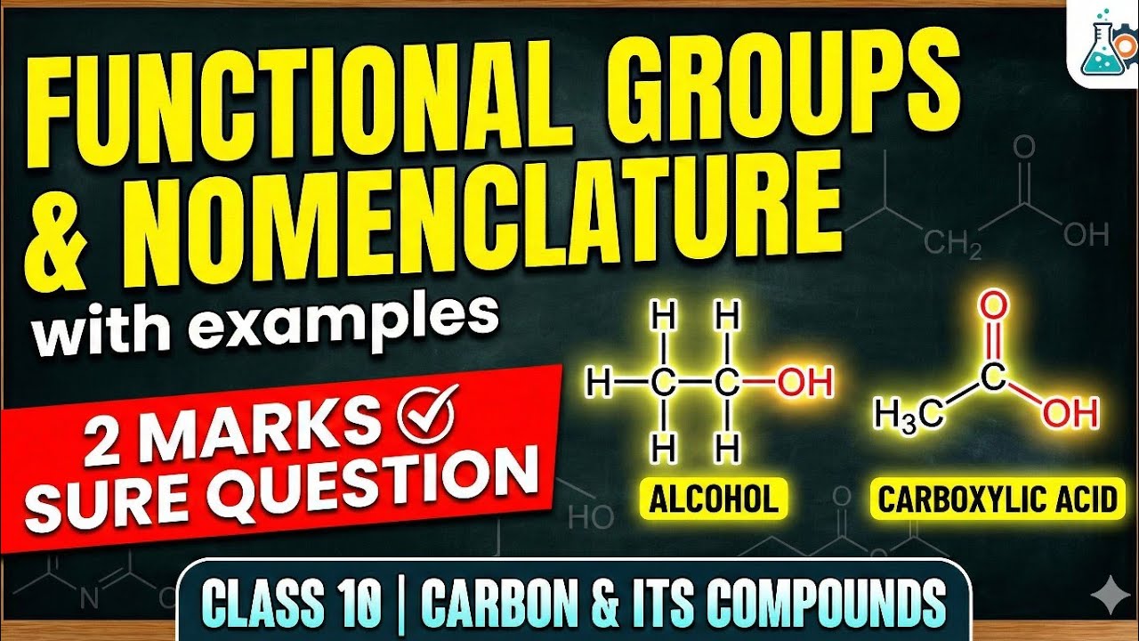 Functional Groups & Nomenclature with examples| Carbon & Its Compounds class 10 | 2Marks 