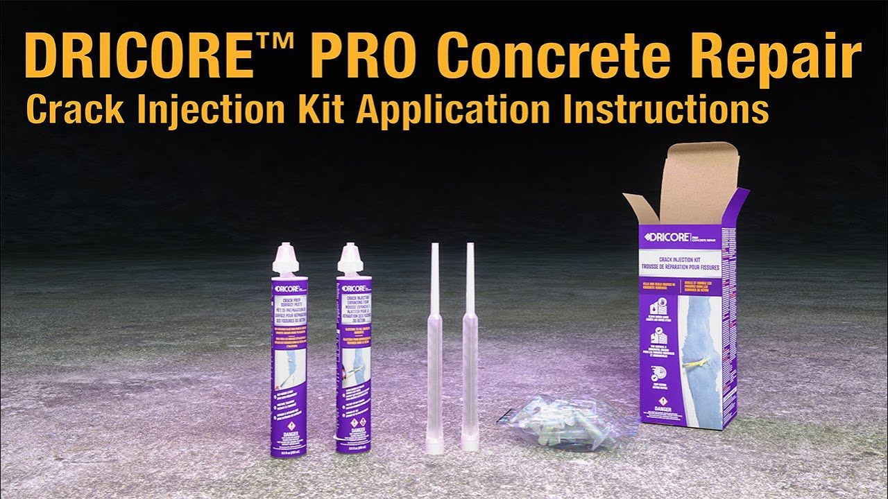 DRICORE PRO Concrete Repair Crack Injection Kit Application Instructions (Single-Tubes)