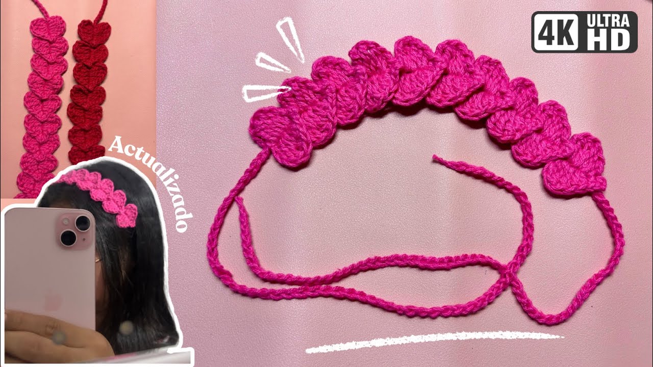 Diadema de corazones - Tutorial crochet (actualizado)