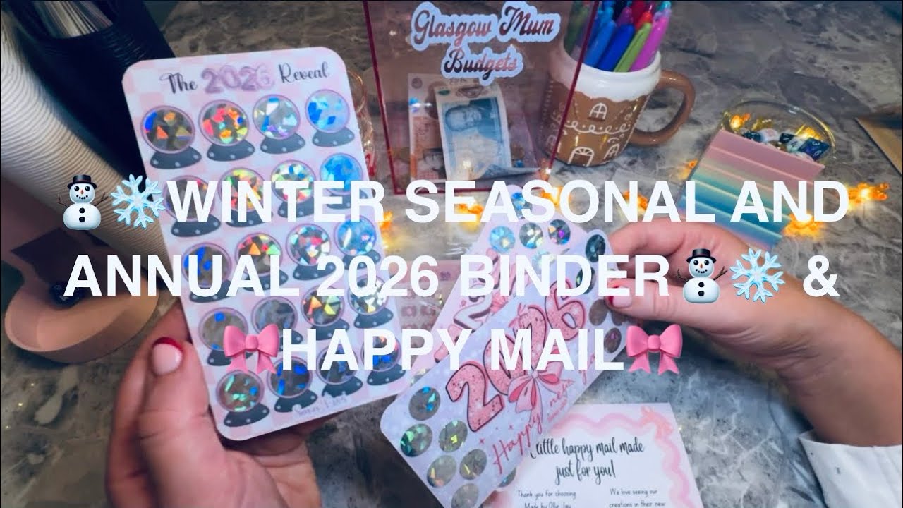 ❄️⛄️CASH STUFFING £130 INTO WINTER SEASONAL BINDER & ANNUAL 2026 BINDER  ⛄️❄️| 🎀HAPPY MAIL🎀