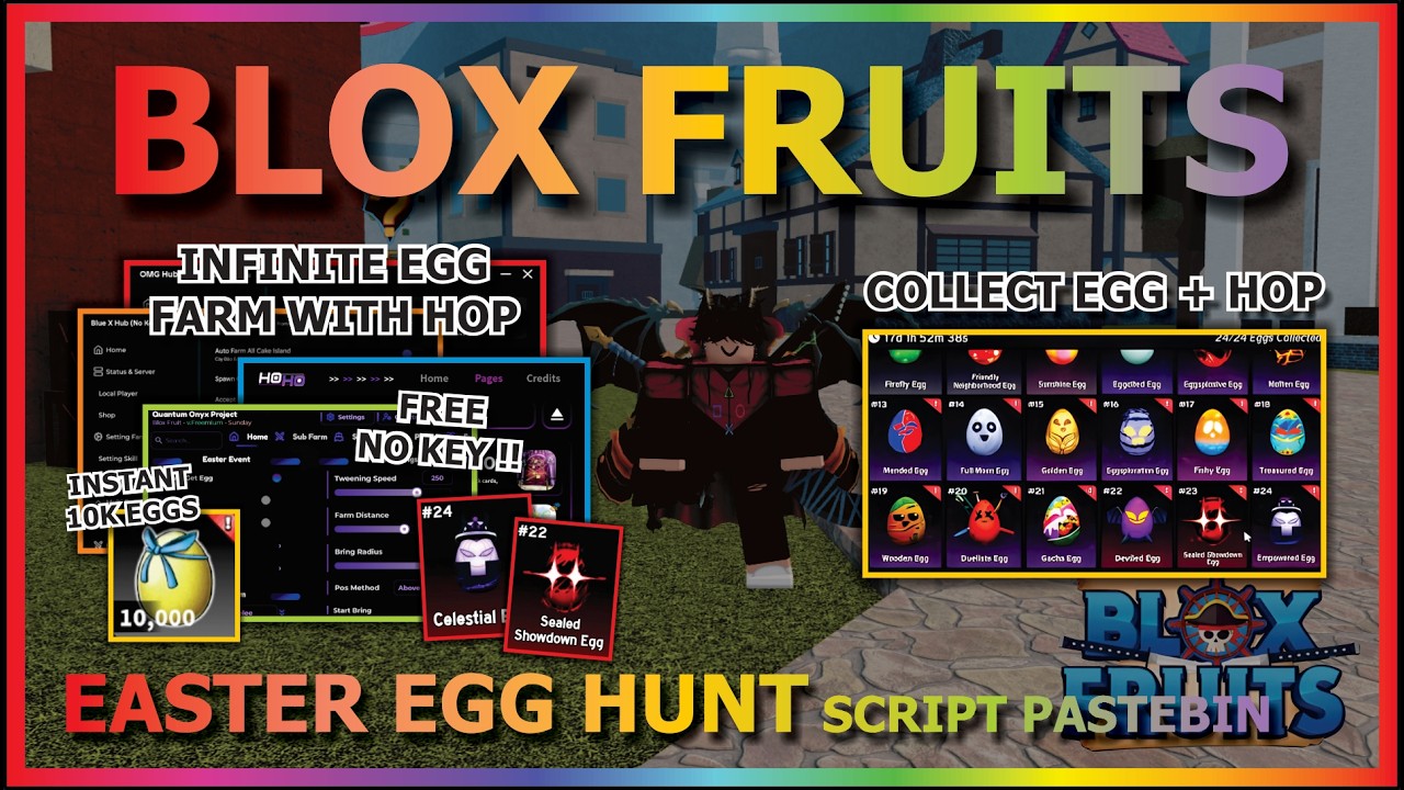 BLOX FRUITS Script Pastebin 2026 UPD EASTER AUTO FARM EGG HUNT, INFINITE EGG, HOP SERVER (NO KEY) 🥚