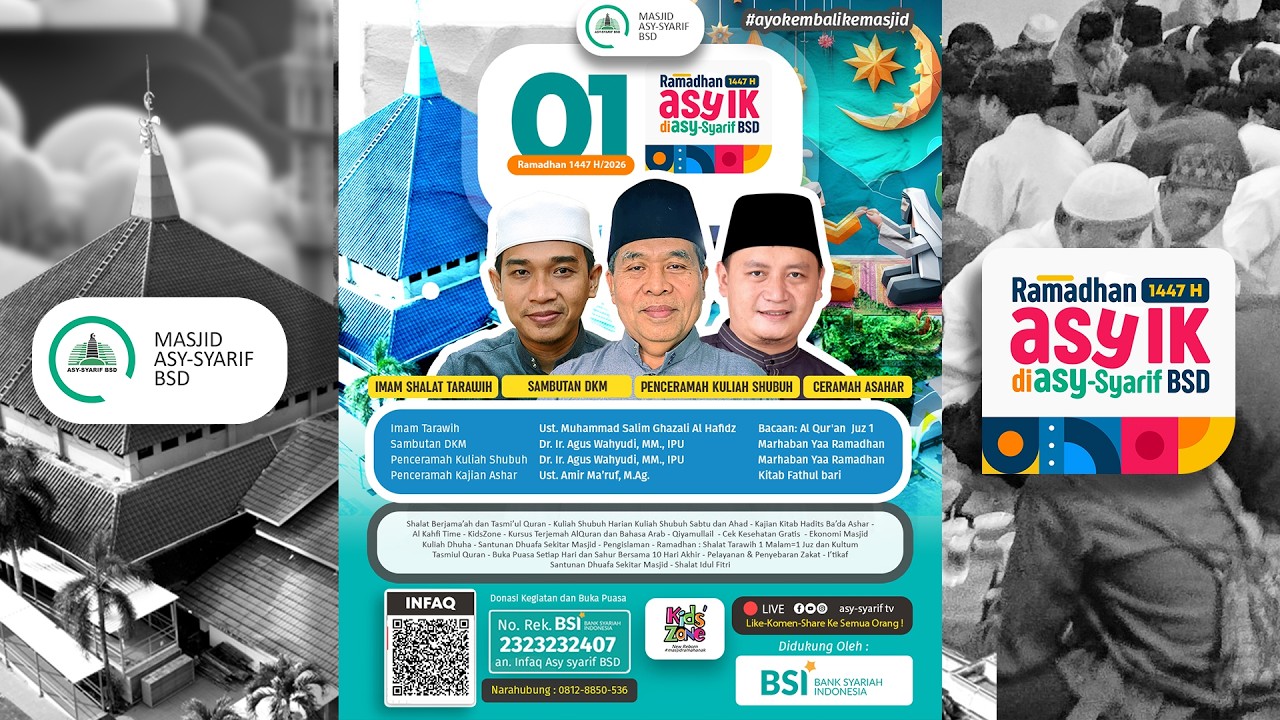 01 RAMADHAN 1447/2026 🇮🇩 🇵🇸 SHALAT TARAWIH LIVE - MASJID ASYSYARIF BSD #ayokembalikemasjid