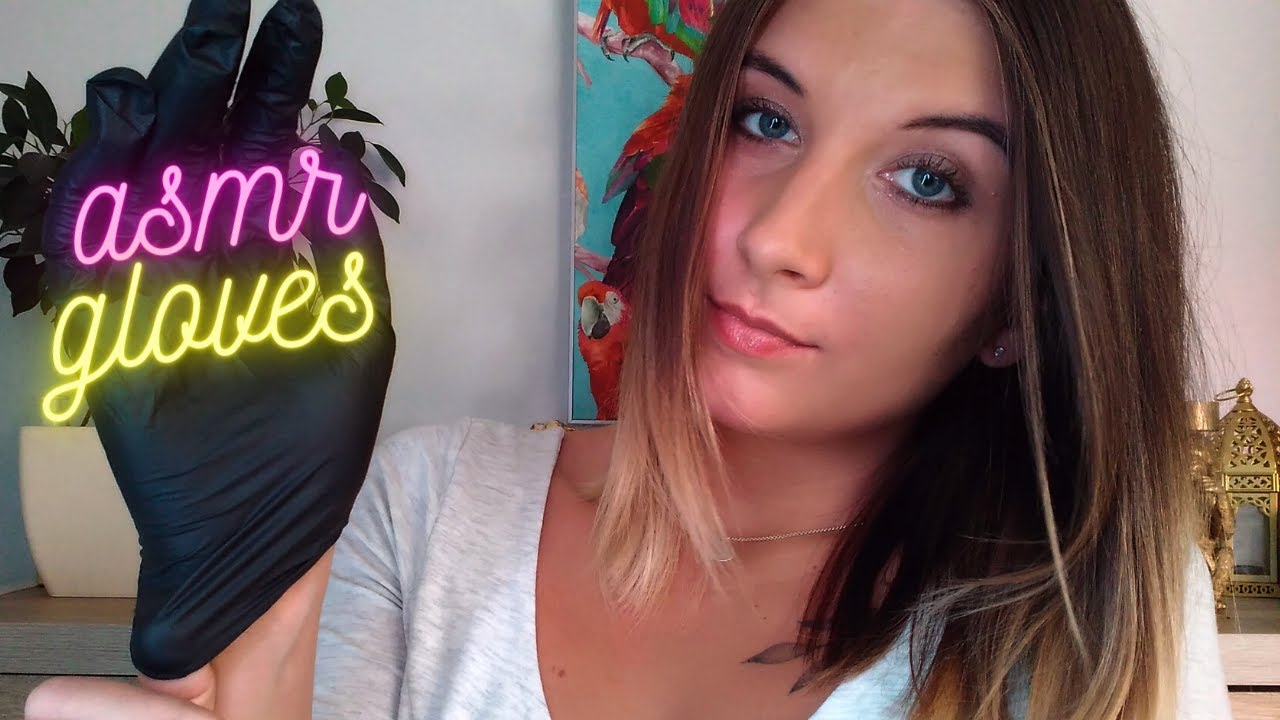 ASMR| LATEX GLOVES| PUTTING ON AND TAKING OFF GLOVES (gum chewing)