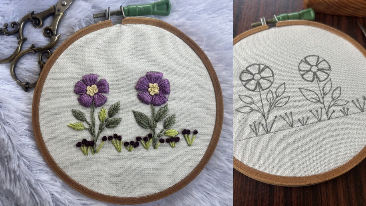 🌸 Master 3D Texture! Bullion Knot & Fishbone Stitch Floral Embroidery Tutorial