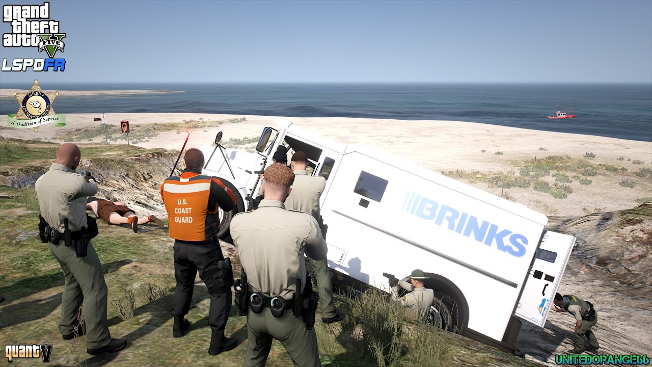 GTA V - LSPDFR 0.4.9🚔 - LSSD/LASD - Sheriff Patrol - Shots Fired Incident | Money Truck Robbery - 4K