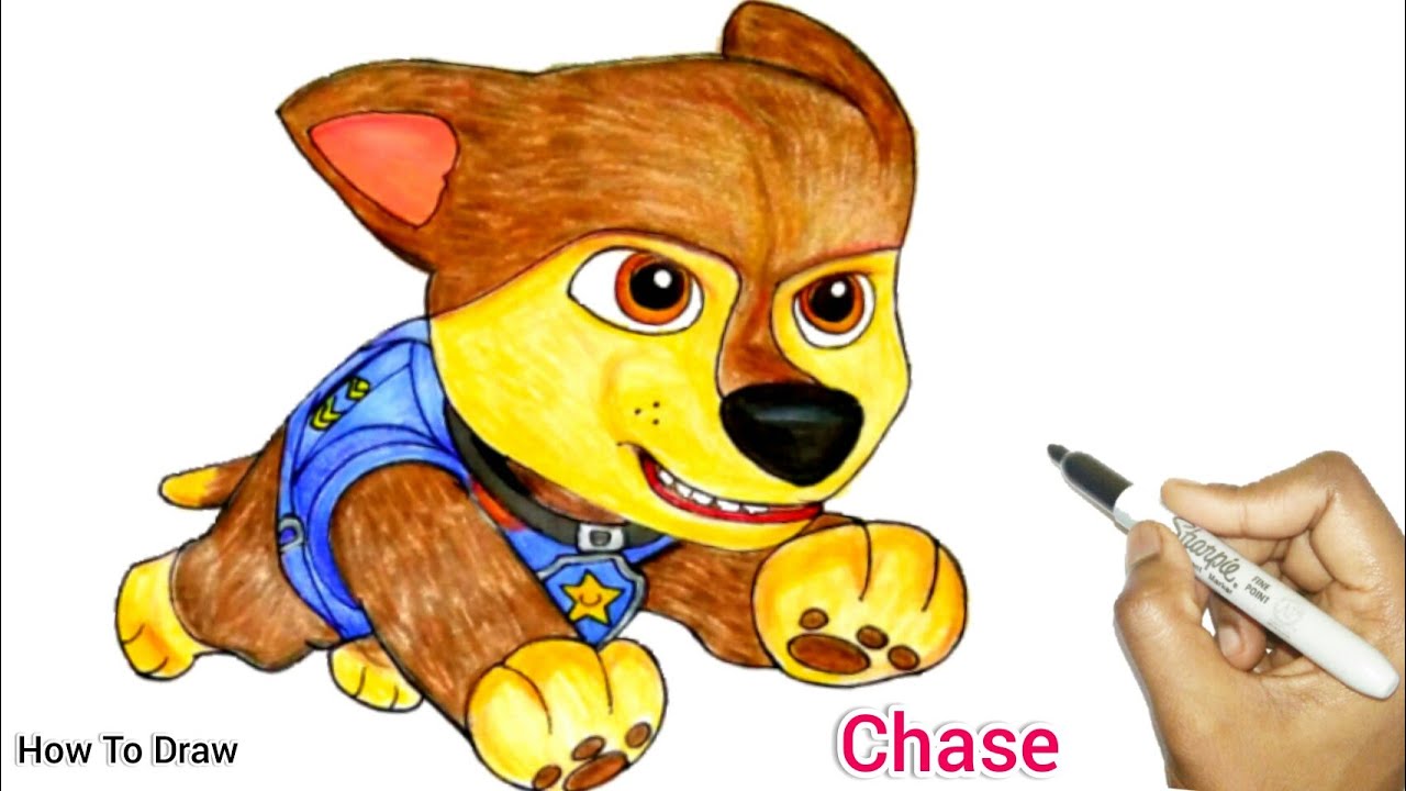 Chase Rescue Ryder From Mayors Disasters Paw Patrol Movie | How to draw Chase from Paw patrol movie