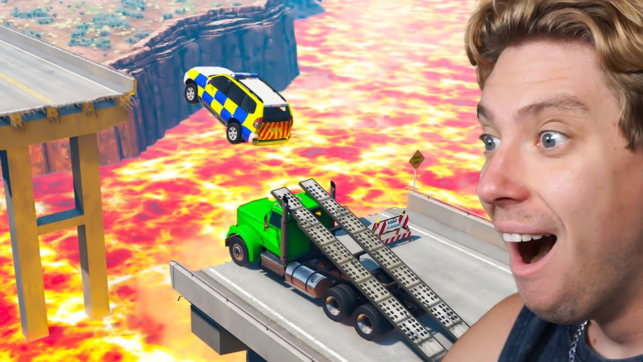 Reacting To CARS VS LAVA in beamNG