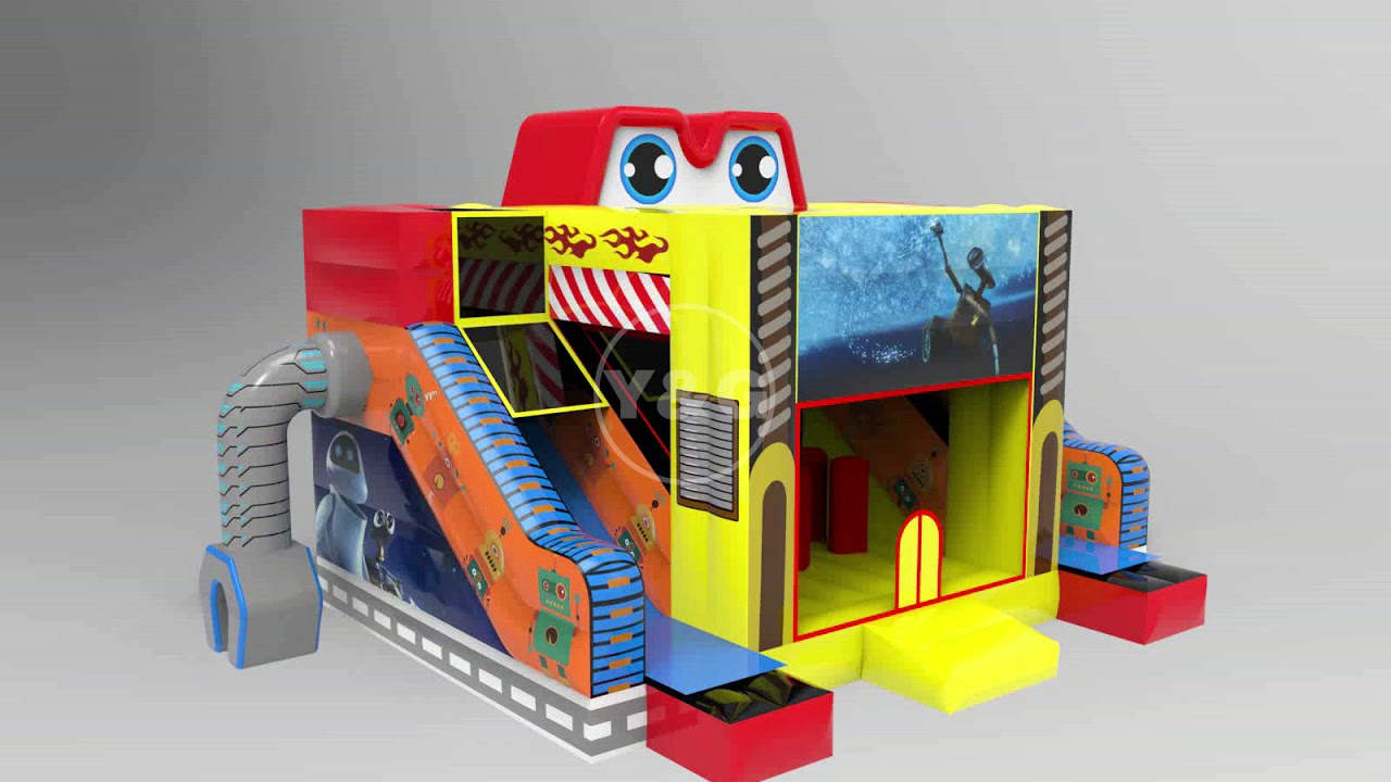 Y&G 2019 latest design: kawaii robot modelling bounce house and inflatable slide combo