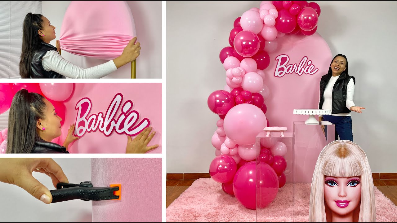 Como hacer un Arco de Globos e instalarlo en un Panel 🎀 Decoracion Barbie 🎀 Balloon Garland