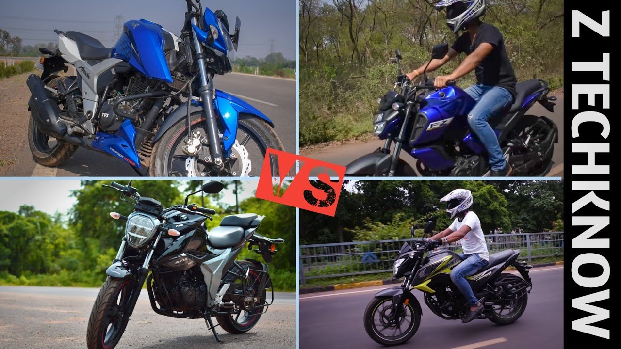 TVS Apache 160 4V vs Suzuki Gixxer 150 Yamaha FZ V 3.0 Honda Hornet 160R Comparison Hindi Z Techknow