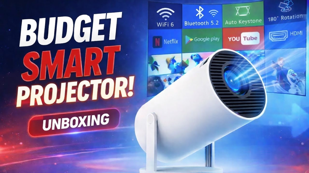 Portable mini projector with android  with 4k support unboxing and overview || Telugu || Bharat Tech