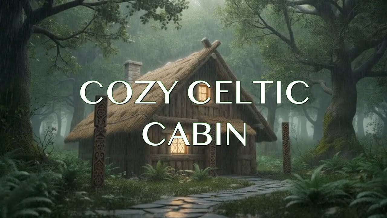Cozy Celtic Cabin Vibes with Soothing Rain and Piano Melodies