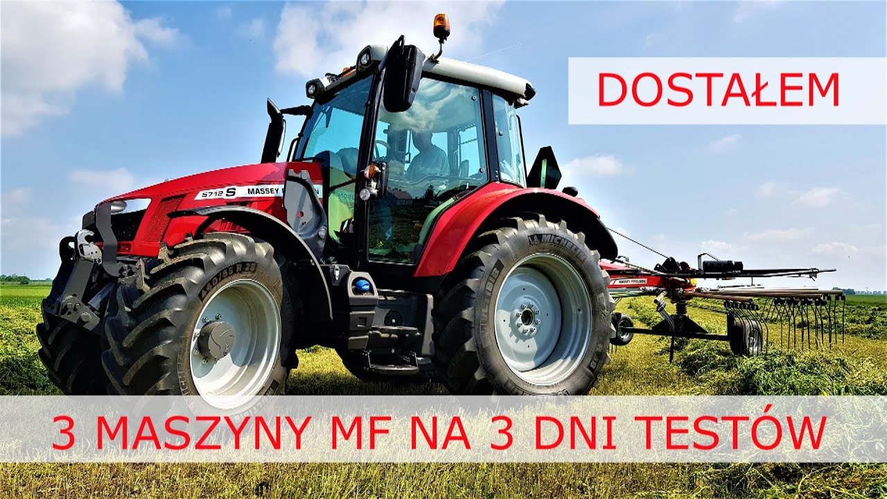 Testy w Moim Gospodarstwie: Ciągnik MF 5712S, Kosiarka Dyskowa MF DM 306, Zgrabiarka MF RK 421 VLOG