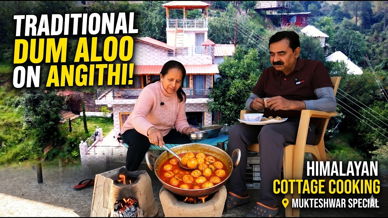 Our Peaceful Village Life in the Mountains 🏔️ | Cooking Authentic Kashmiri Dum Aloo on an Angithi!