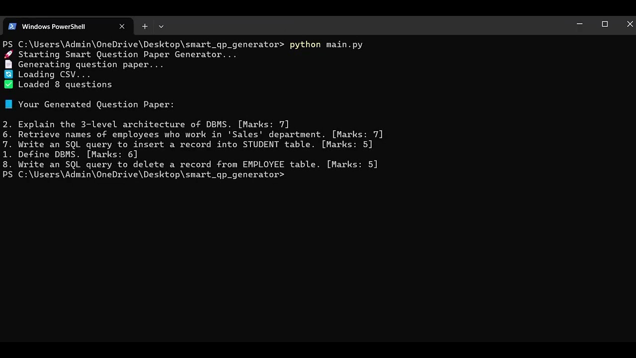 Smart Question Paper Generator - Hackathon Demo