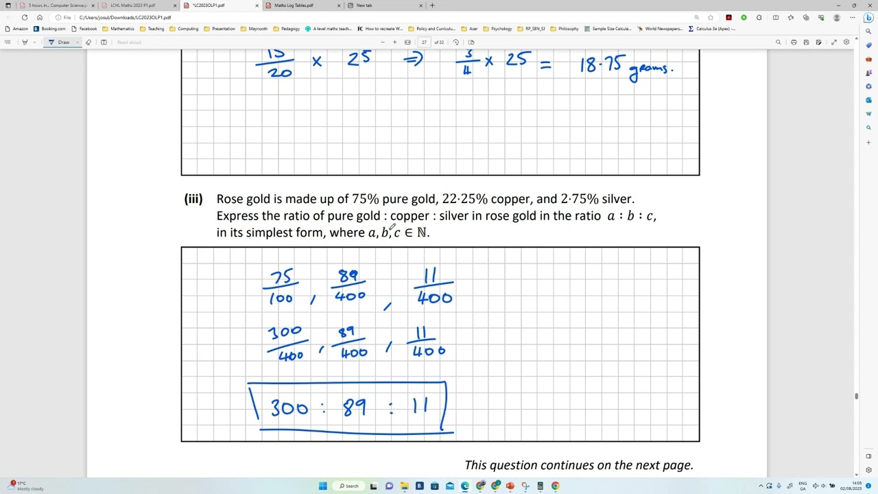 Leaving Cert OL Maths 2023 P1 Q10