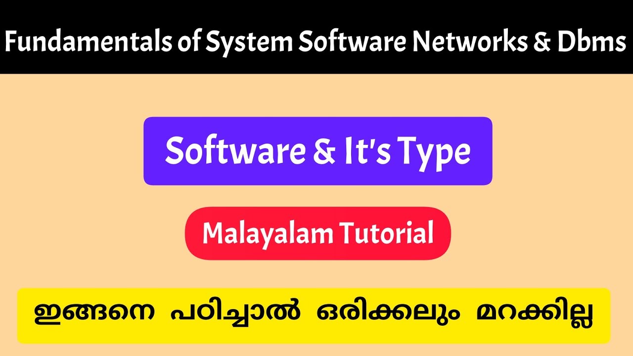 Software|System Software|Application software|Programming Software|malayalam Tutorial