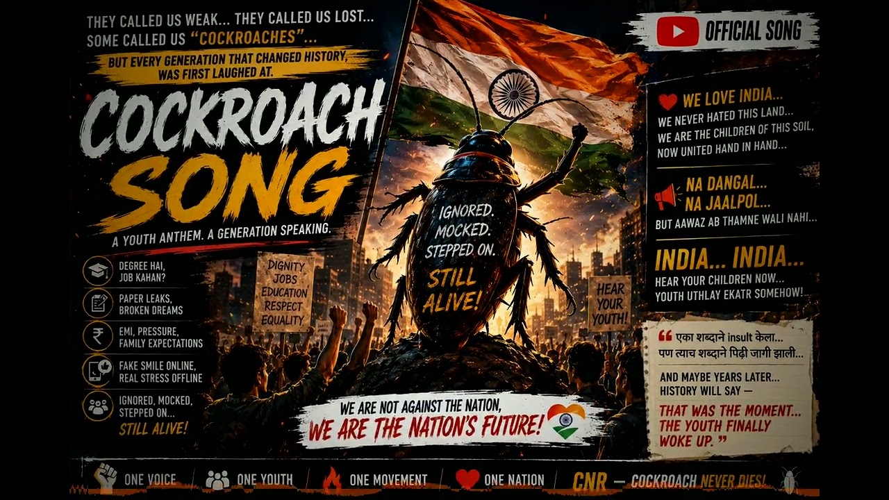 COCKROACH SONG 🪳 | Youth Anthem of India 🇮🇳 | CNR Official Song | Gen-Z Awakening | We Are Together