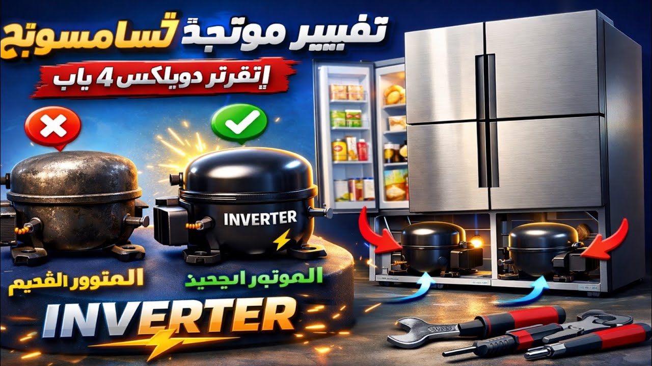 تغيير موتور لتلاجه سامسونج انفرتر دوبلكس 4 باب 2 موتور😱حل مشكله عطل E83 في تلاجه سامسونج انفرتر 4باب