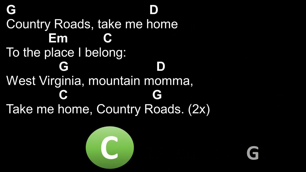 Take Me Home, Country Roads - John Denver - Chords