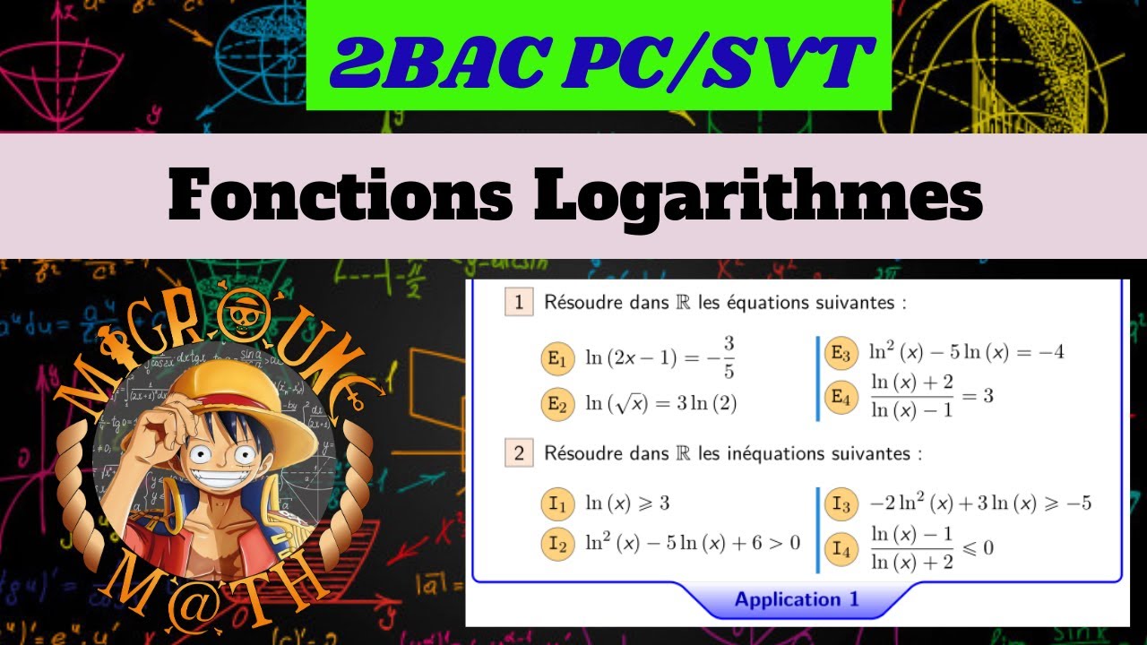 Fonctions Logarithmes ,équations et inéquations — Application 1— Fonctions Logarithmes —2 BAC PC/SVT