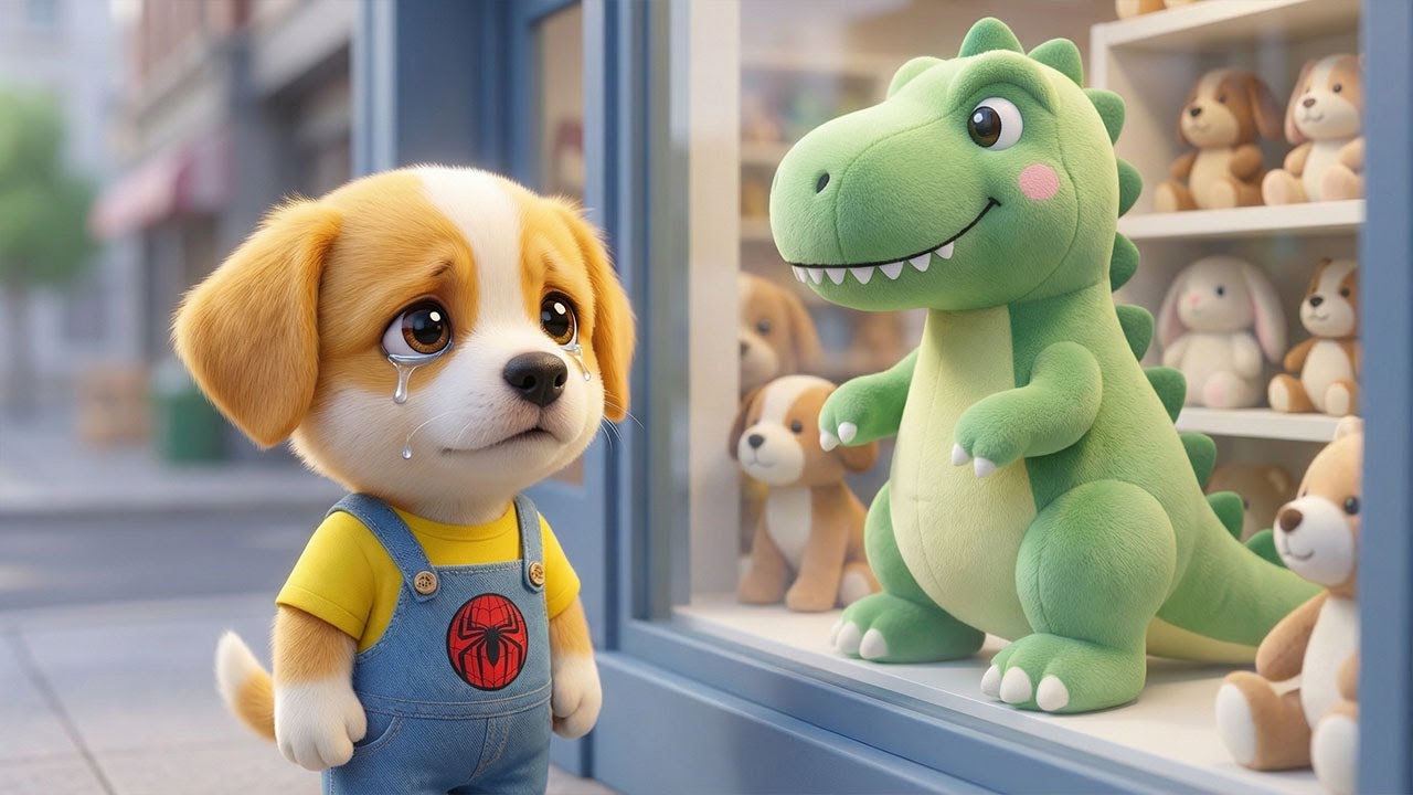Baby Puppy Can’t Afford a Dinosaur Plush 😢🦖 Mom’s Hard Work Brings a Magical Surprise 🐶❤️