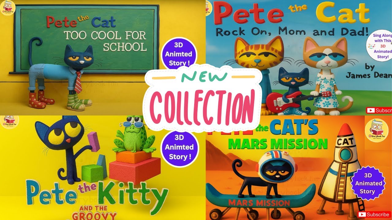 3D Collection of Pete The Cat | Mars Mission | Pete the Kitty and the Groovy Playdate  and More