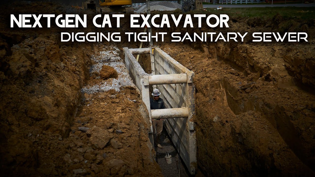 NEXTGEN CAT 352 EXCAVATOR //  Digging Tight Sanitary Sewer