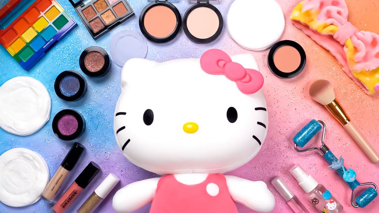 ASMR Sanrio HELLO KITTY Glam Makeup + Skincare Routine 🎀 No Talking