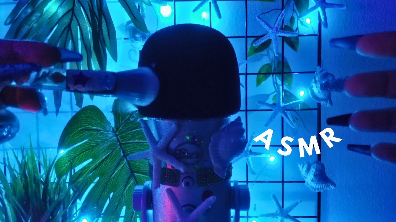 ASMR Foam Mic Scratching, Light Scanning, Face Brushing, Nail Tapping, Camera Tapping, Blue Triggers