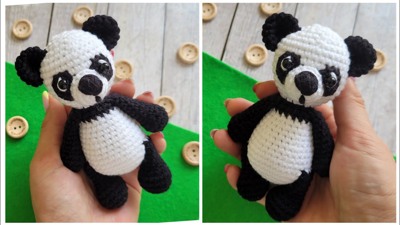 🐼 ПАНДА ВЯЗАНАЯ КРЮЧКОМ из полухлопка🐼crochet panda👍Gehäkelter Panda