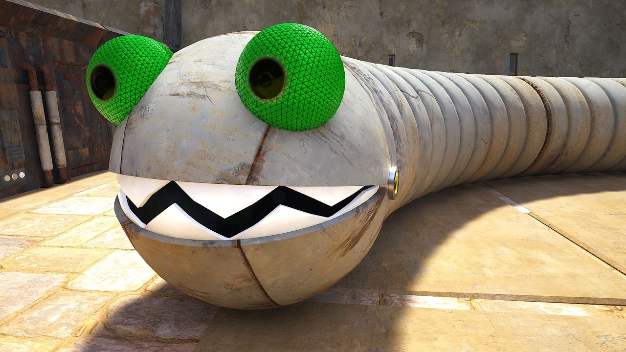 Pacman and Chain Chomp Battle vs Evil Robots: Spiky Monster & Robot Cat in Desert Labyrinth