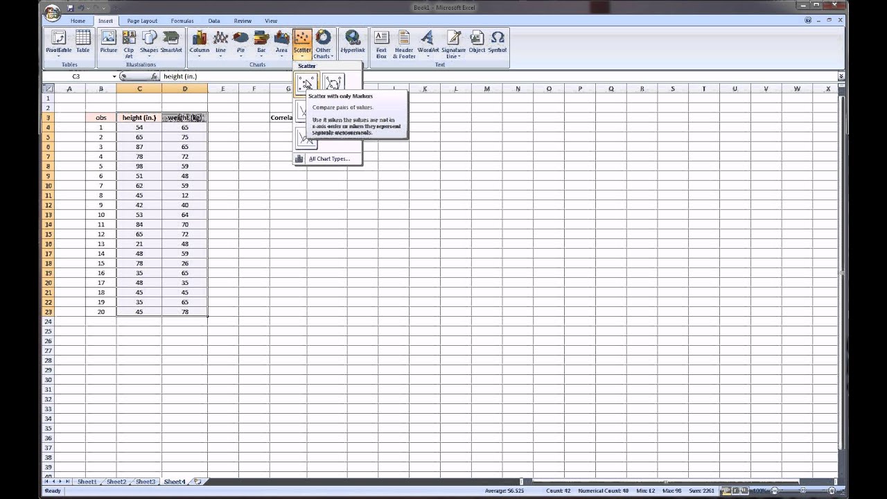 Excel Statistics - Correlation