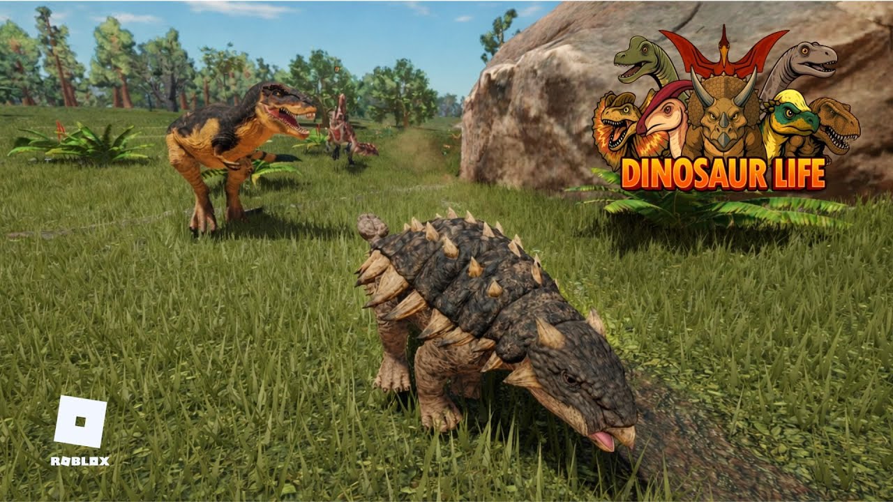 FUI PERSEGUIDO POR  UM T-REX E UM SPINO! Me vinguei? - Dinosaur Life (Roblox)