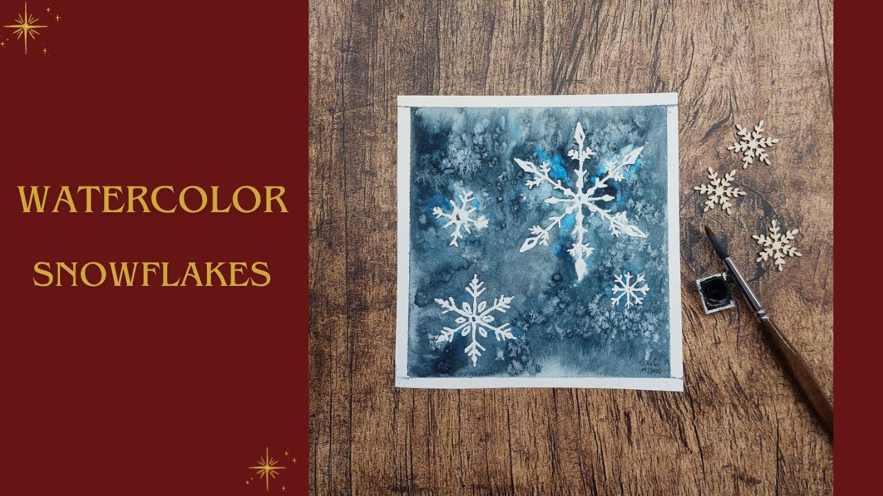 How to Paint Watercolor Snowflakes | Easy Winter Tutorial | Jednoduché malování vloček akvarelem