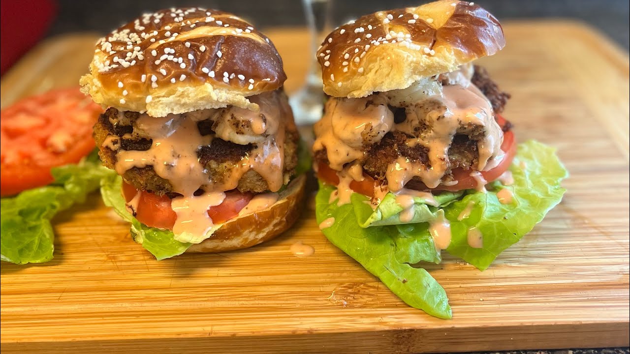 How To Make A Crab Cake Shrimp Sandwich (Mother Day Idea) Super Easy