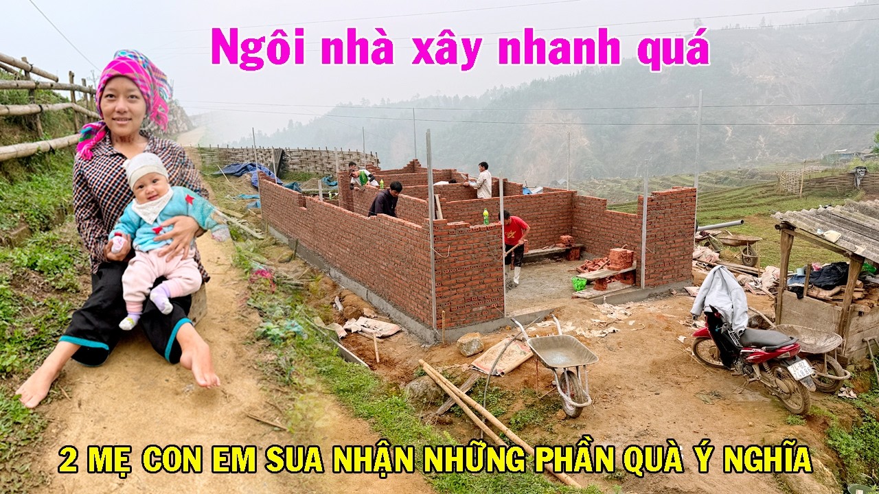 HAI MẸ CON EM SUA NNẬN QUÀ NHÀ HẢO TÂM GỬI VỀ, NGÔI NHÀ YÊU THƯƠNG ĐƯỢC XÂY DỰNG RẤT NHANH