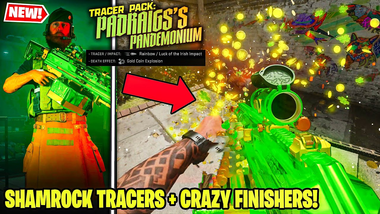 MW2 GOLD COIN BOOM EFFECT 🍀 NEW Tracer Pack PADRAIGS PANDEMONIUM BUNDLE (Shamrock RAAL MG MW2 Store)