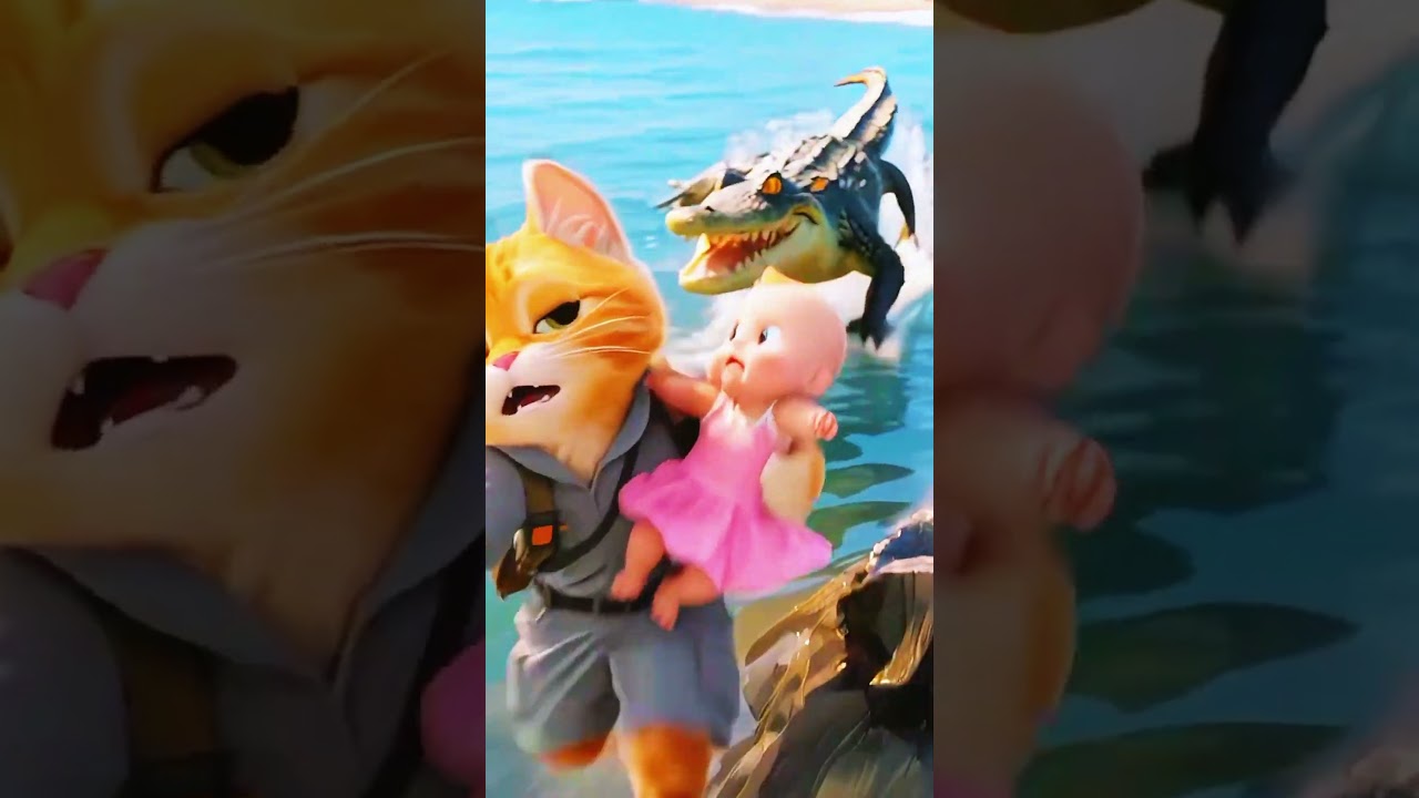 Unreal Rescue! Cat Saves Baby from Crocodile 