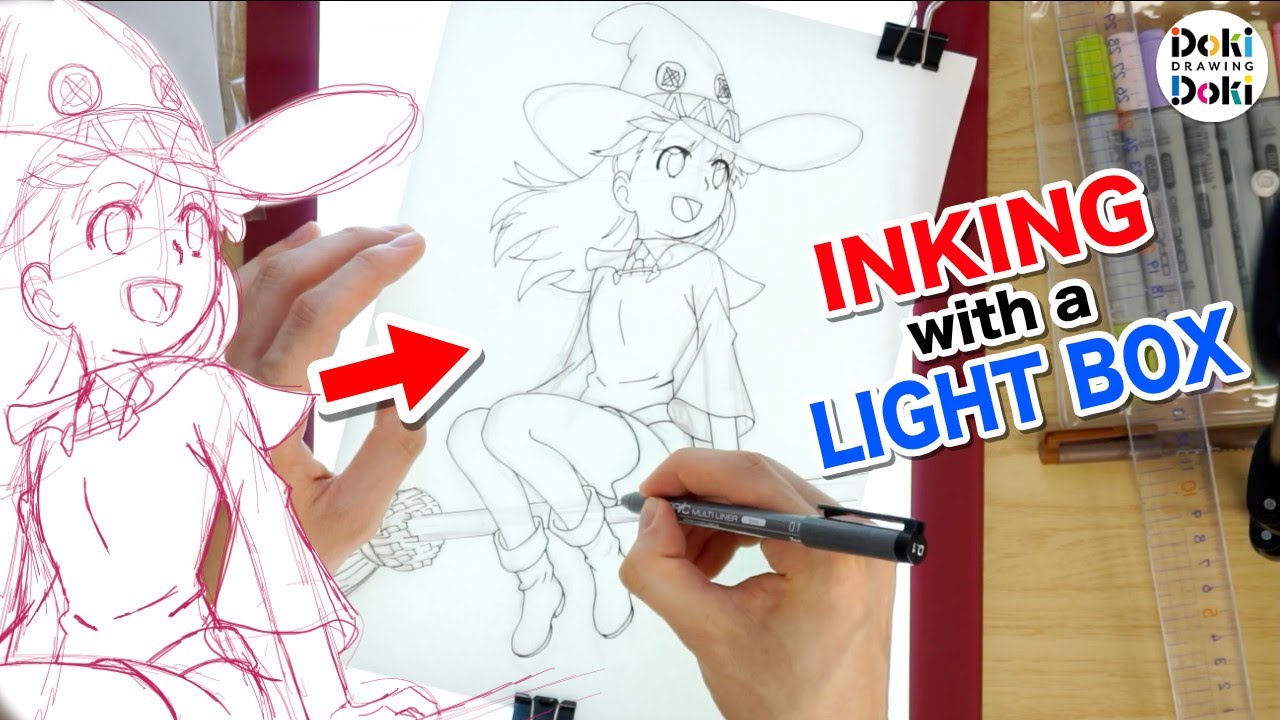 INKING with Copic Multiliner 0.1mm｜Anime Witch Girl
