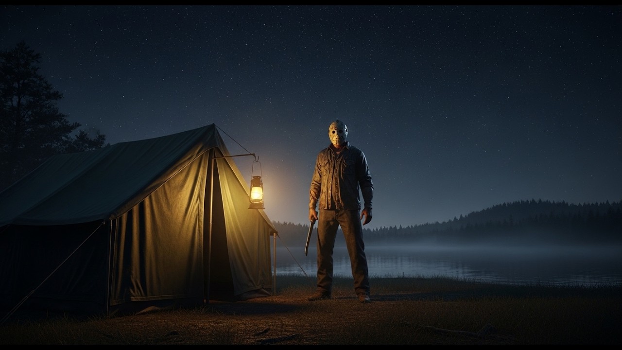 “Dark Relaxation: Jason Voorhees at Rest”🖤 Cozy Music by the Fireplace”